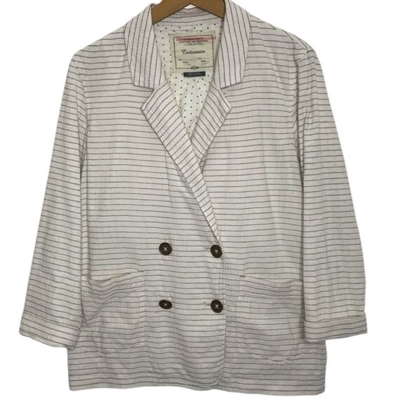 Anthropologie Cartonnier Striped Double Breasted Blazer with Pockets XS - Picture 2 of 7